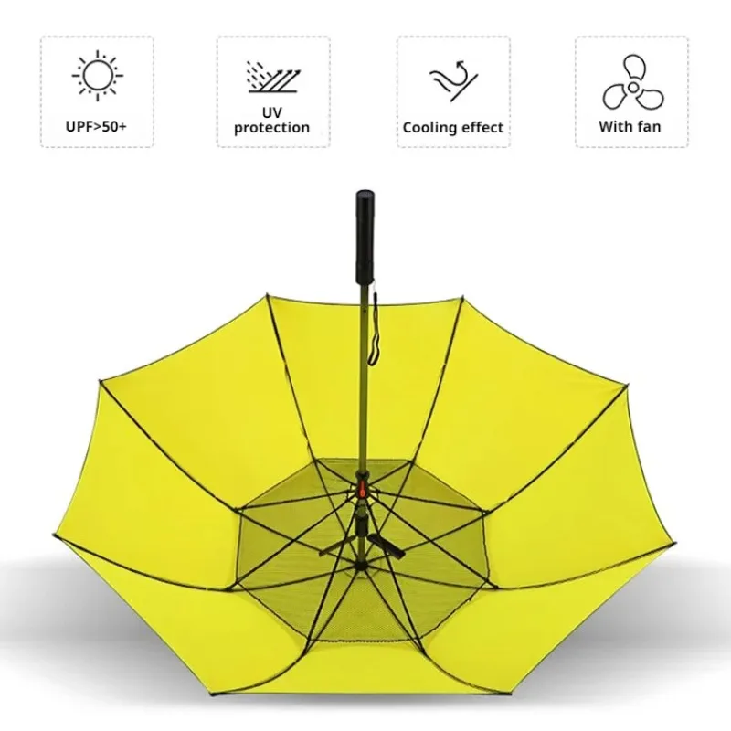 With Fan Cooling Sunshade Umbrella Sunny Rain Dualuse UV Protection Vinyl Umbrella Vinyl Umbrella 23 Inches 8 Bones