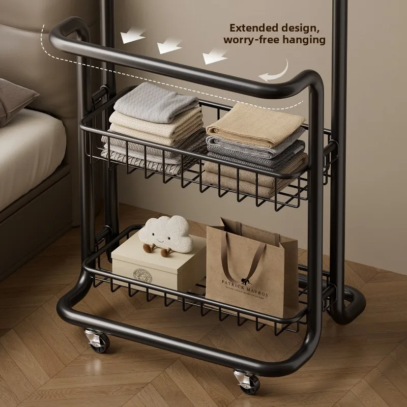 黒色の金属製壁掛けコートラック、可動式床から天井までのコートラック、バッグ用、家庭用、自立式衣類ラック、リビングルーム家具