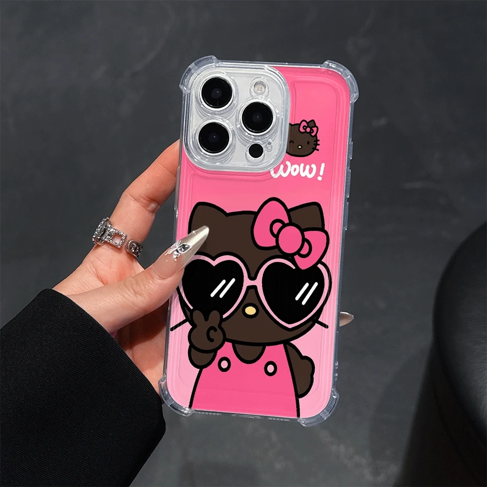 헬로키티 아이폰 15/16/15/14/13/12/11/x/xs/xs Max용 휴대폰 케이스, 소녀용 산리오 애니메이션 아이폰 케이스