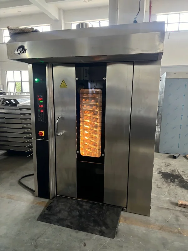 Customized Commercial Large Capacity Bread Factory Rotary Oven for Pita Bread Toast with Steam Trolley Made in China