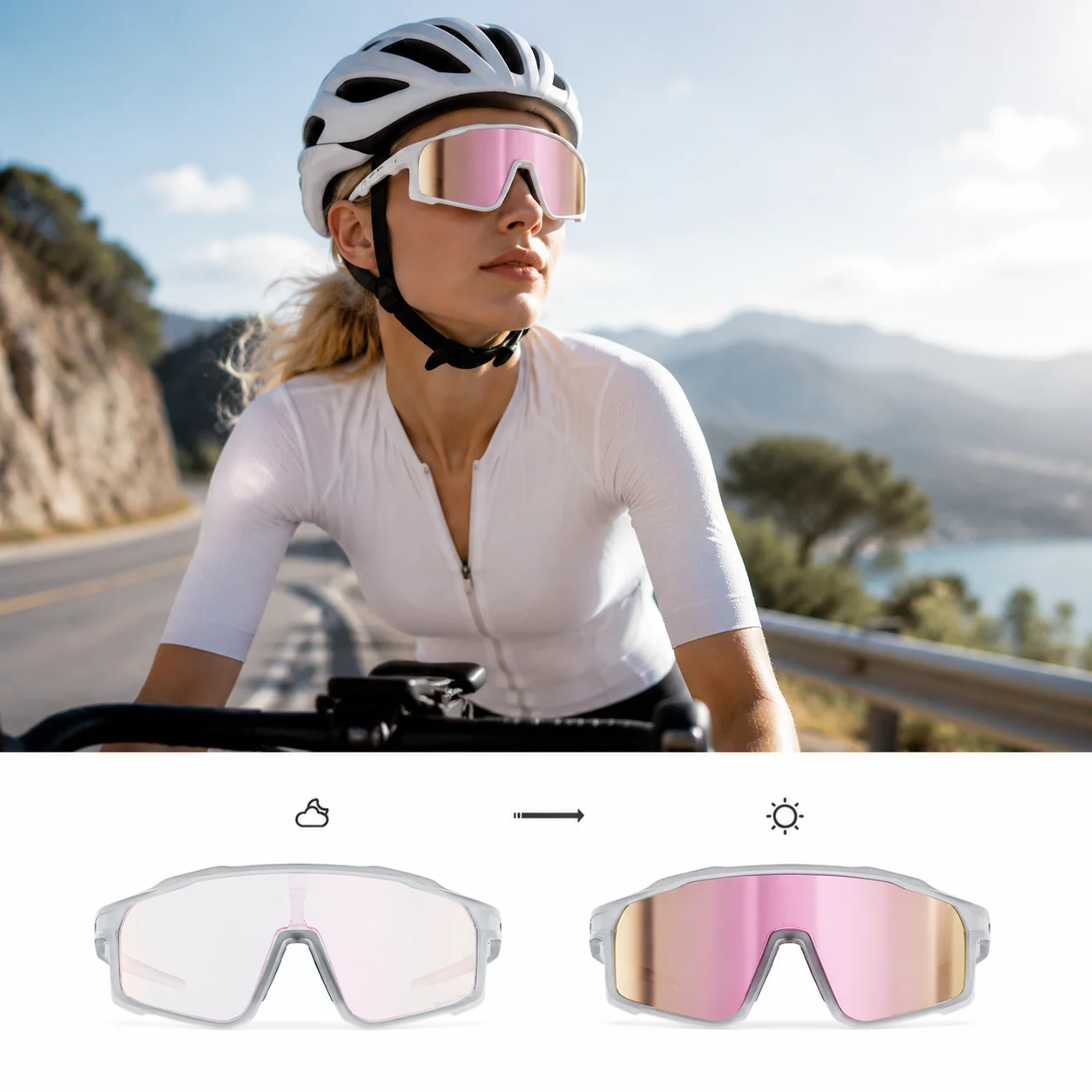 Bild 3: SCVCN Photochrome Radsport-Sonnenbrille UV400 Winddichte MTB Rennrad-Brille Outdoor-Sportbrille für Männer und Frauen Radsport-Schutzbrille