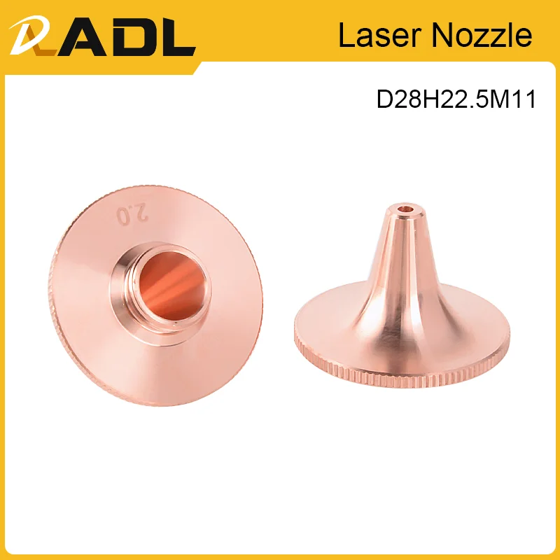 ADL 10pcs/lot D Type Laser Nozzle Single Layer Dia.28mm H22.5 Caliber1.0-5.0 for OEM Precitec Fiber Laser Cutting Head