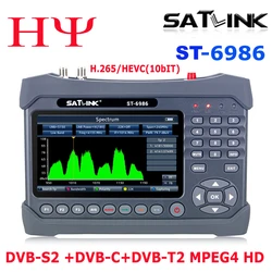 Satlink ST-6986 DVB-S2/S DVB-T/T2 DVB-C H.265 Hevc Satellite Finder Meter Fiber Optic Tester WS-6986