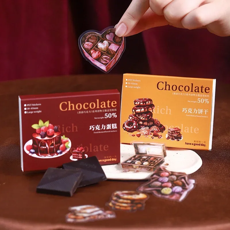 50Sheets Style Bottoming Boxed Stickers Series DIY Handbook European Collage Fragrant Chocolate 106*96mm