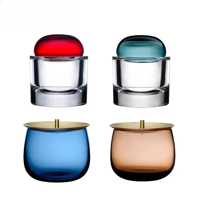 Imported crystal glass dustproof creative storage jar, household soft decoration ornament glass jar