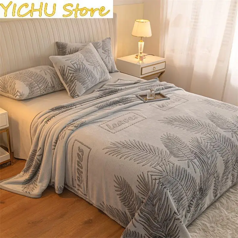 

New Throw Blanket For Bed Fluffy Plaid Blankets On The Sofa Solid Color Bedspreads Decorative King Size Coral Fleece Blankets