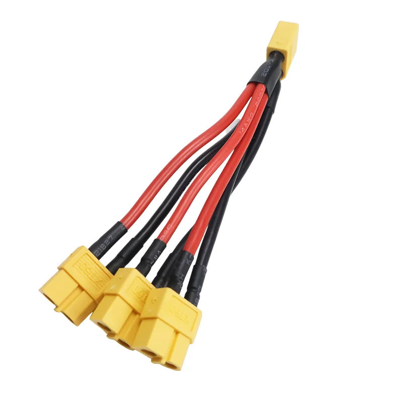 4 قطعة XT60 موصل البطارية المتوازي ذكر/أنثى المزدوج تمديد 3-Way 14AWG سلك السيليكون Y الفاصل 100 مللي متر لشاحن البطارية #6