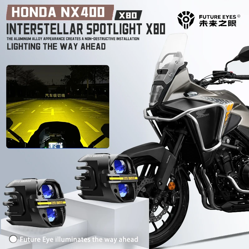 FUTURE EYES X80-LED For Motorcycle HONDA NX400 Spotlight With Cable, Backlight Switch, Trailer Sunshade Auxiliary Light