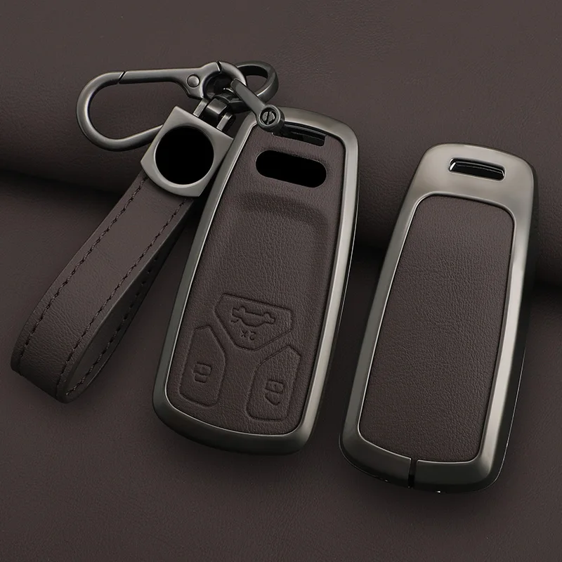 

Zinc Alloy Car Key Case Remote Control Key Full Cover Holder for Audi A4 Q5 Q7 B9 TT TTS 8S 2016 2017 Keychain Accessories