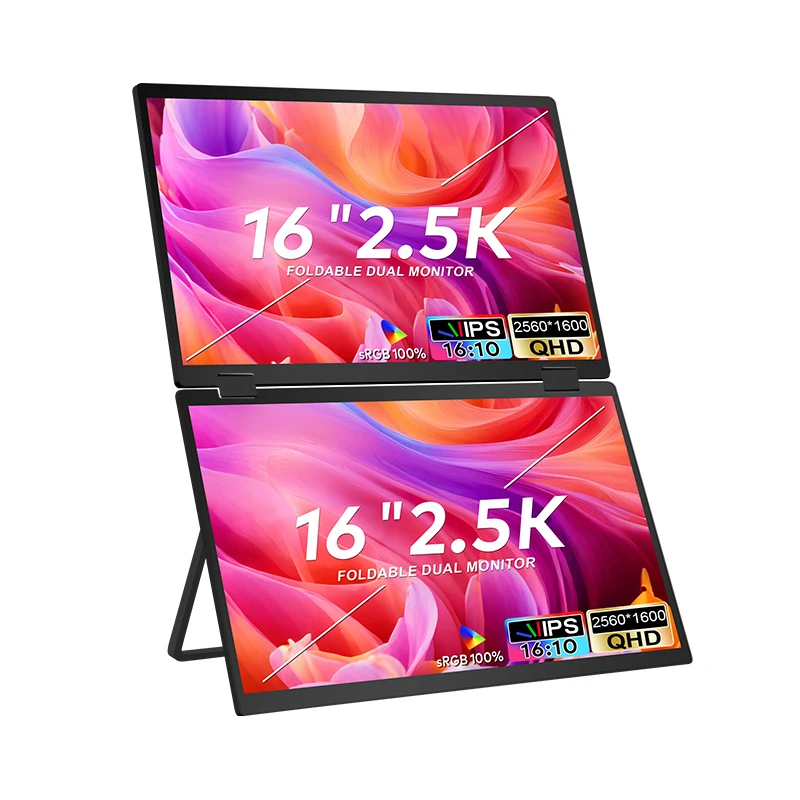 Consumer Electronics 16 Inch 2-Screen IPS with Type C Connection 2.5 K Resolution Foldable Design Por