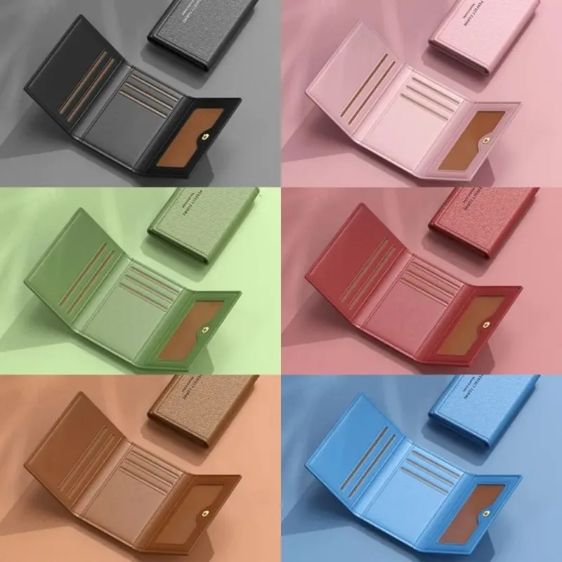 Modische Leder-Kartenbrieftaschen für Herren, große Kapazität, einfarbig, Herren-Geldbörse, Multikarten-Multifunktions-Fotohalter für Damen – Detail 2