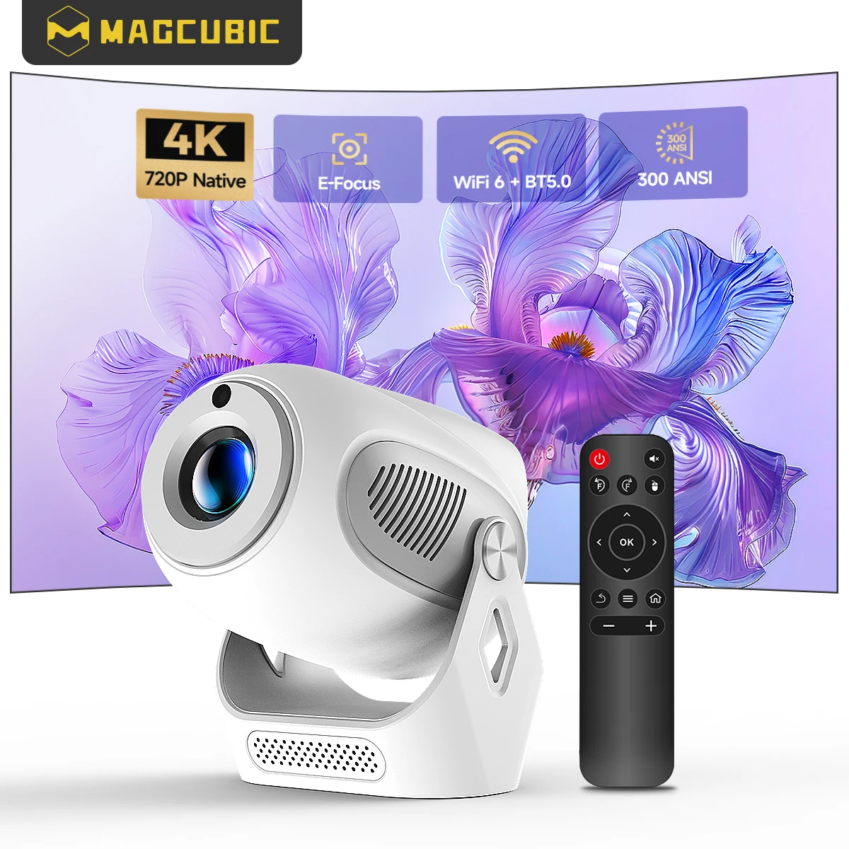 Magcubic HY300 X Projector Electric Focus 4K HD 300ANSI Allwinner H713 90° Flexible BT5.0 Home Cinema Outdoor portable Projector