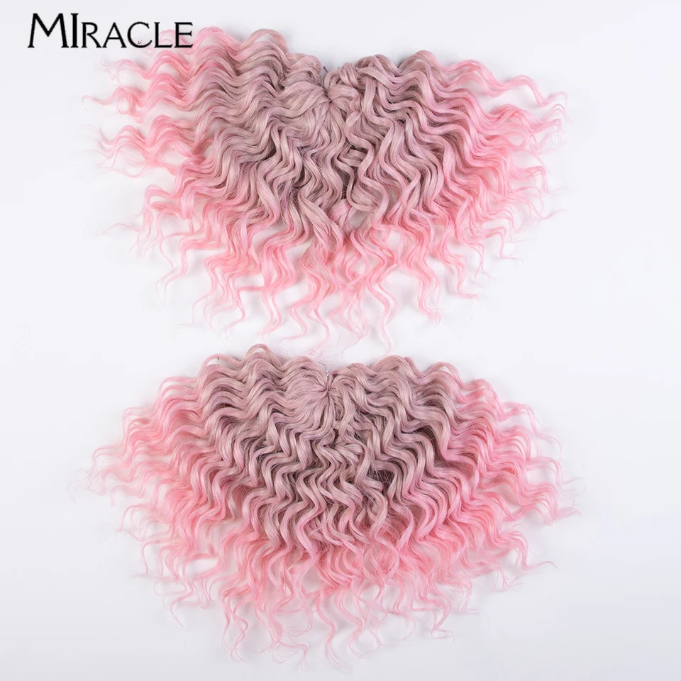 MIRACLE Synthetic Crochet Hair Hook Braids 10 Inch Curly Hair Extensions Braiding Hair Water Wave Ombre Blonde Orange Fake Hair