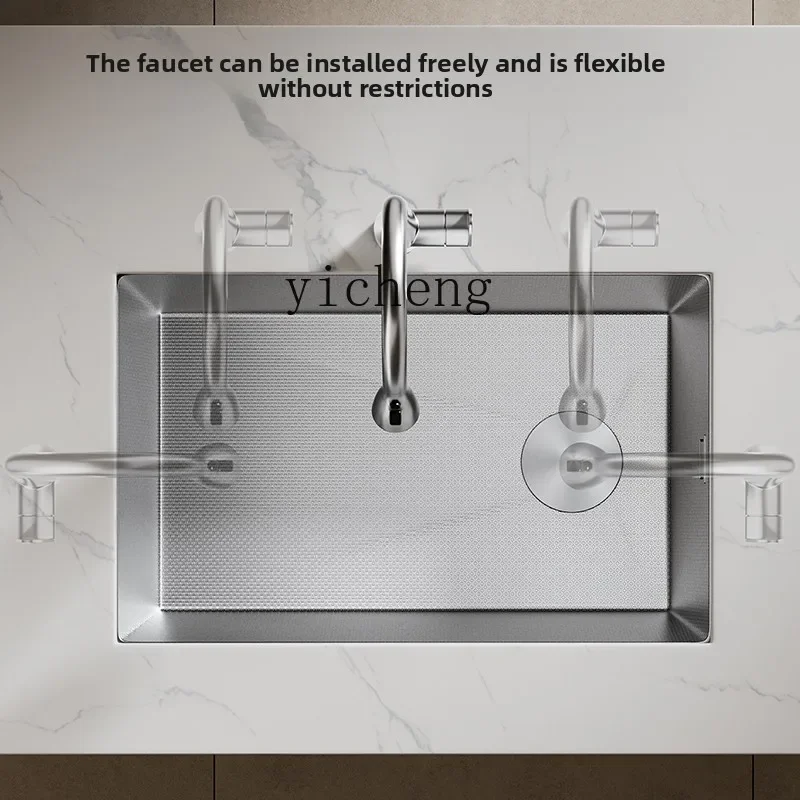 

narrow side sink embossed large single slot household kitchen dishwashing slot handmade sink basin on the table