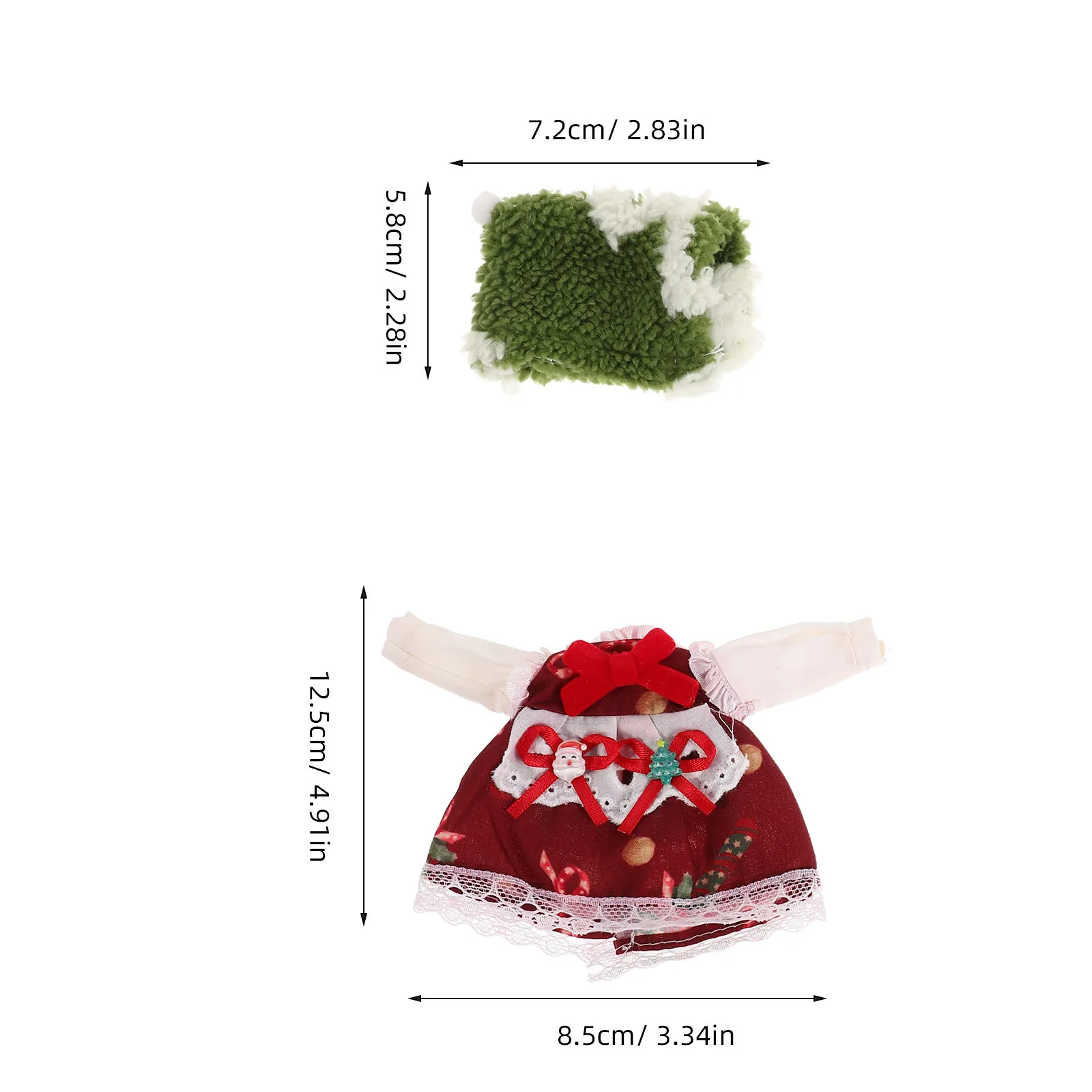 2Set Kerst Bjd Kleding Rood Groen Kerstman Outfit Gebreide Mini Vakantie Garderobe Kostuum Accessoires Bjd Kleding