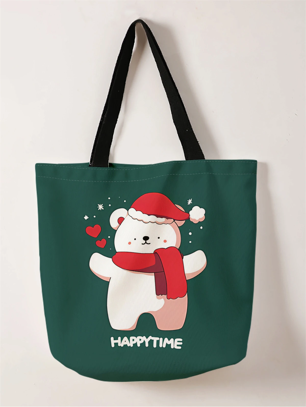 1 pezzo, borsa per orsacchiotto di Natale, borsa alla moda riutilizzabile, borsa multifunzionale, borsa per la spesa in tela stampata