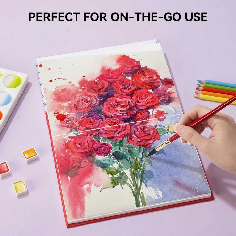 كراسة الرسم بالألوان المائية Arrtx 100% كتيب ألوان مائية خالي من الأحماض القطنية 300 جرام 24 ورقة