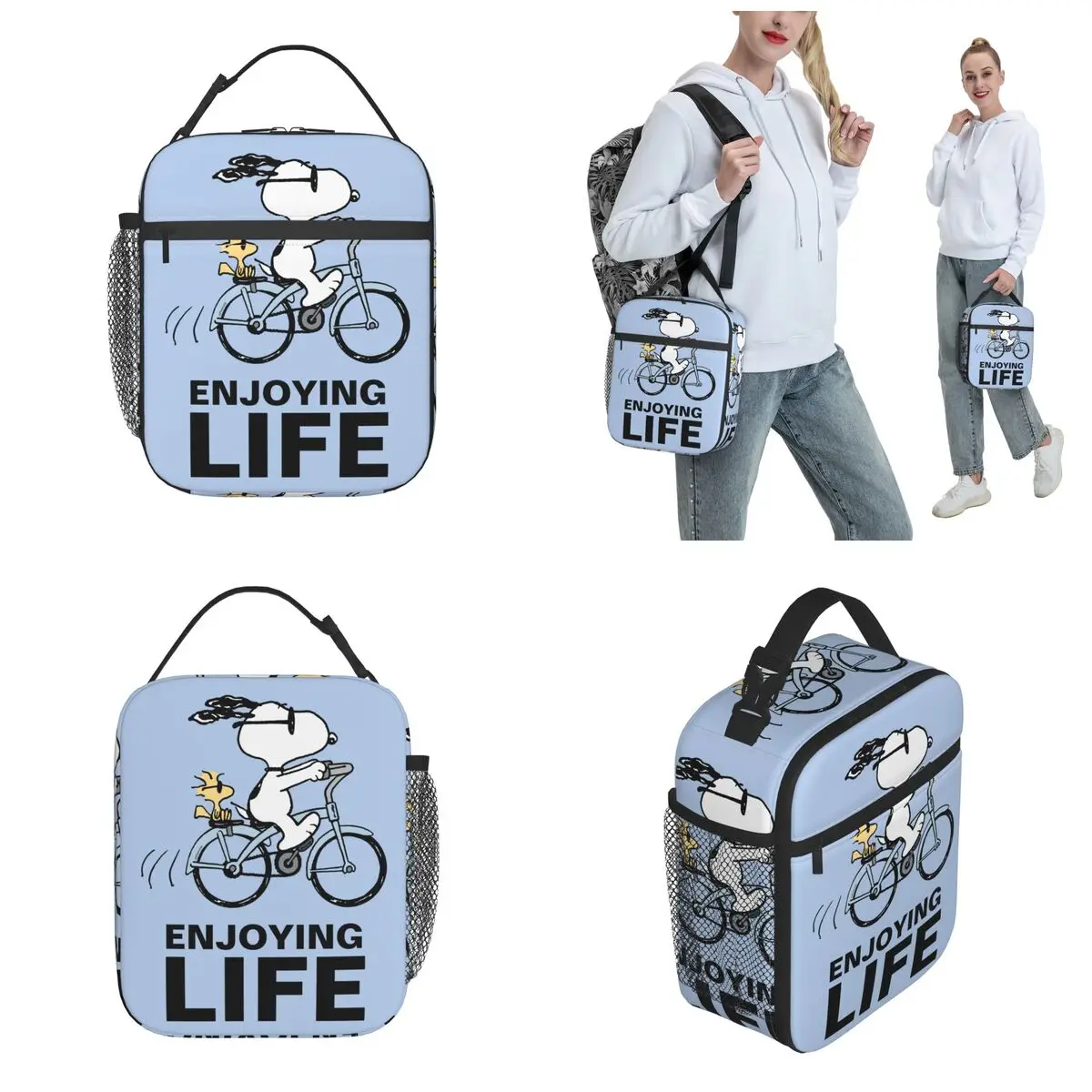 Peanuts Snoopy & Woodstock Bicycle Merch Izolowana torba na lunch na pojemnik na żywność piknikową Lodówka termiczna wielokrotnego użytku Bento Box