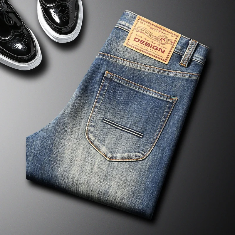 

Мужская одежда Американские джинсы Мужские осенне-зимние толстые высококачественные и модные модные эластичные облегающие джинсы