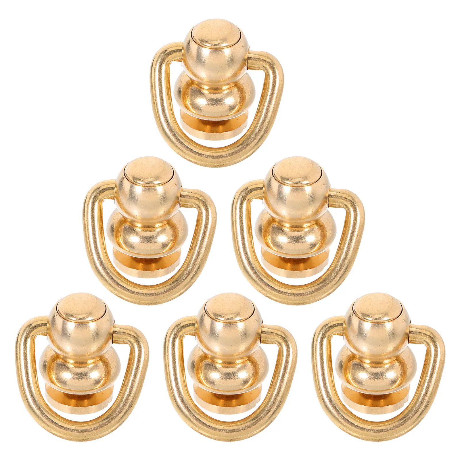 6Pcs Brass Rotatable D Rings Rivets for Purse Straps Handbag Hardware Craft Bag Making Luggage Belt DIY Rivet Supplies