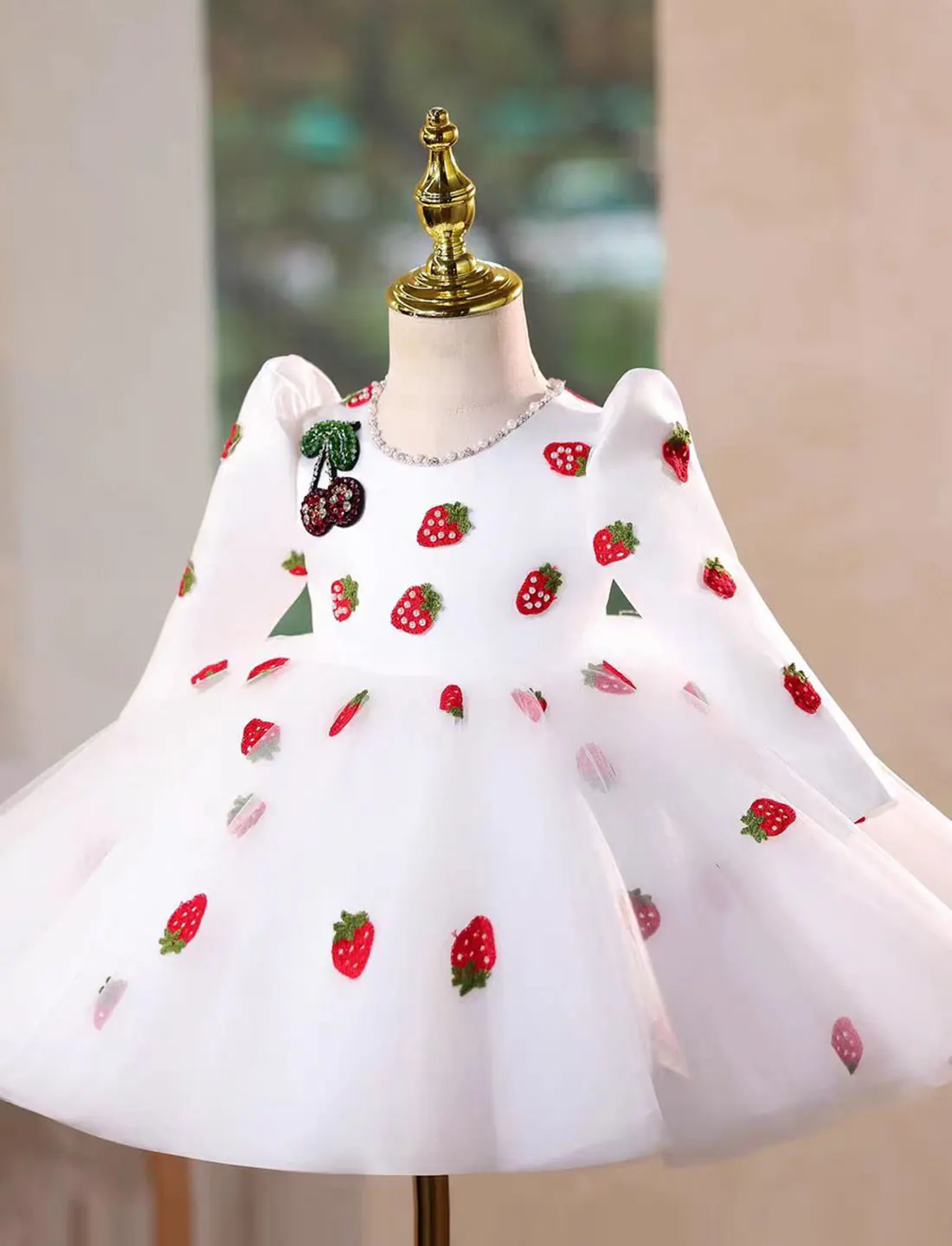 فستان Jill Wish J812 أنيق لفتاة الزهور البيضاء بطول الركبة وأكمام طويلة للأطفال الأميرة لحفلات الزفاف وحفلات أعياد الميلاد #2