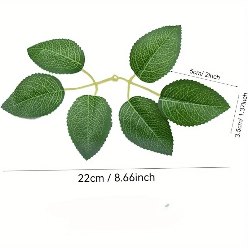 10-100 قطعة من أوراق الورد المقلدة، أوراق زهور الورد الاصطناعية الخضراء المزيفة DIY باقة الزفاف ديكور المركزي لتزيين الحفلات