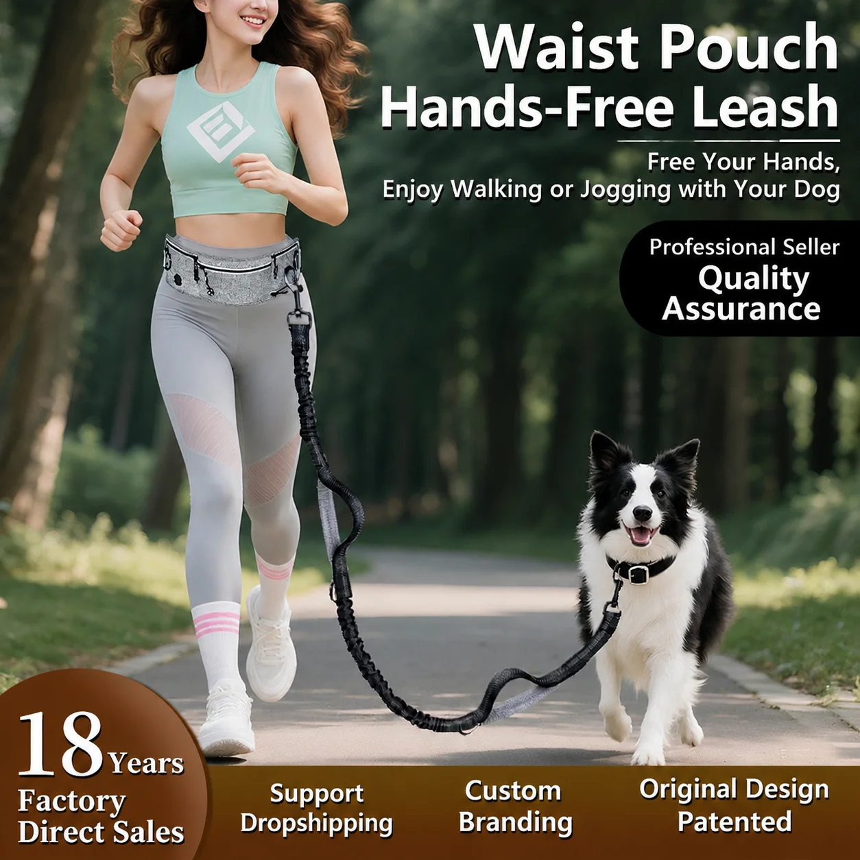 Explosion-Proof Retractable Dog Leash with Waist Bag, Nylon Reflective Multi-Function Running Leash for Pets