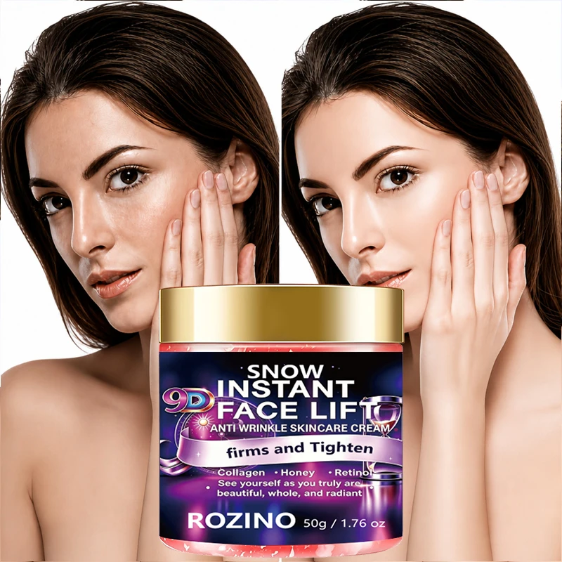Rozino 9D Instant Facial Lifting and Firming Cream, Red Cream - Safe Ingredients Include Collagen and Retinol, Making Your Skin 10 Times More Firm! Makes Your Skin Look Younger, Moisturizes Your Skin, Gentle on All Skin Types, Perfect for Gifting