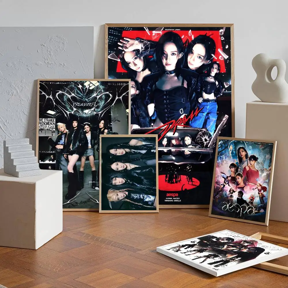 1 قطعة A-AESPA ملصق فني ذاتي اللصق مقاوم للماء ورقة ملصق مقهى بار غرفة جدار ديكور