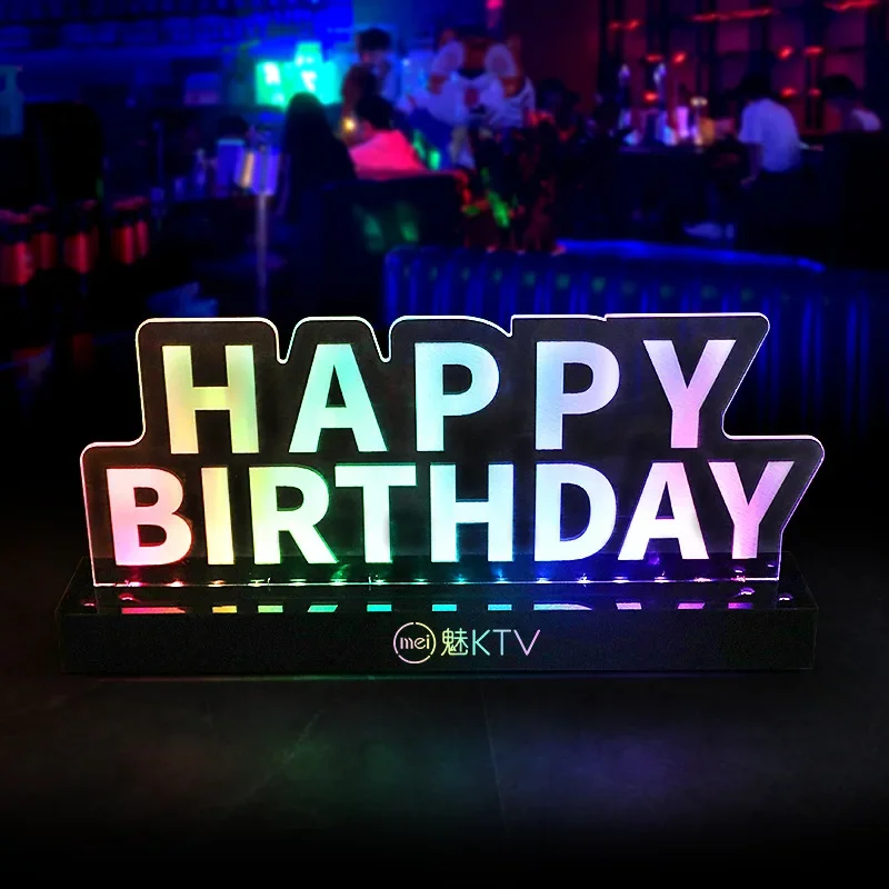 Bar happy birthday luminous desk lamp English reserved card nightclub KTV atmosphere props club birthday light sign