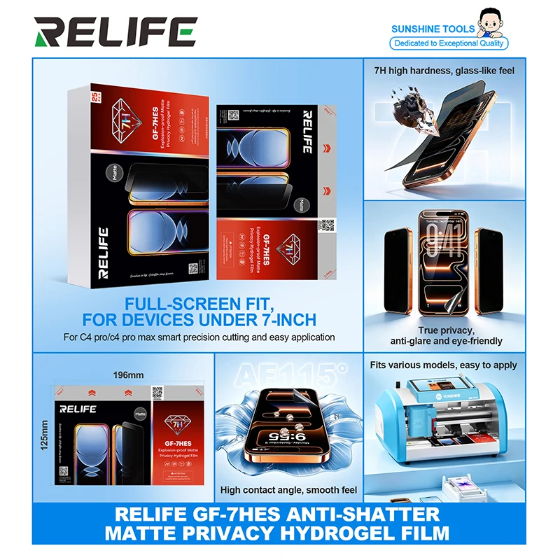 RELIFE GF-7HES High Hardness Matte Privacy Film no Angle Adjustment before Cutting For C4 Pro/C4 Pro Max Cutting Machine