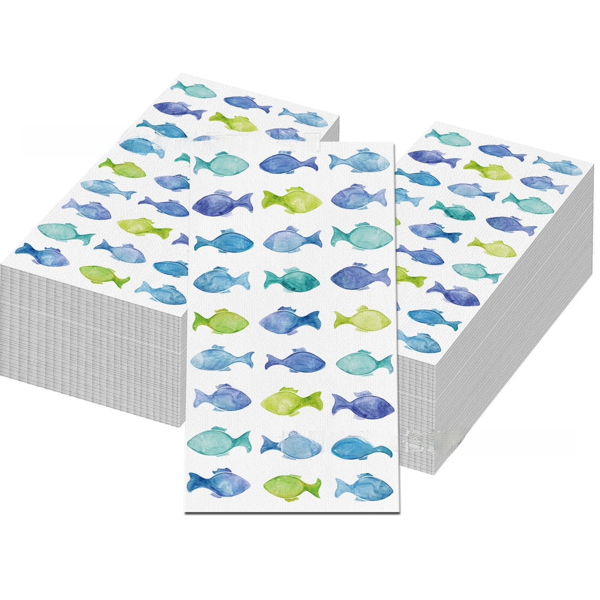 guardanapo-descartavel-com-estampa-de-peixe-em-aquarela-decoracao-subaquatica-pequeno-aglomerado-de-peixes-czj42-artigos-festivos
