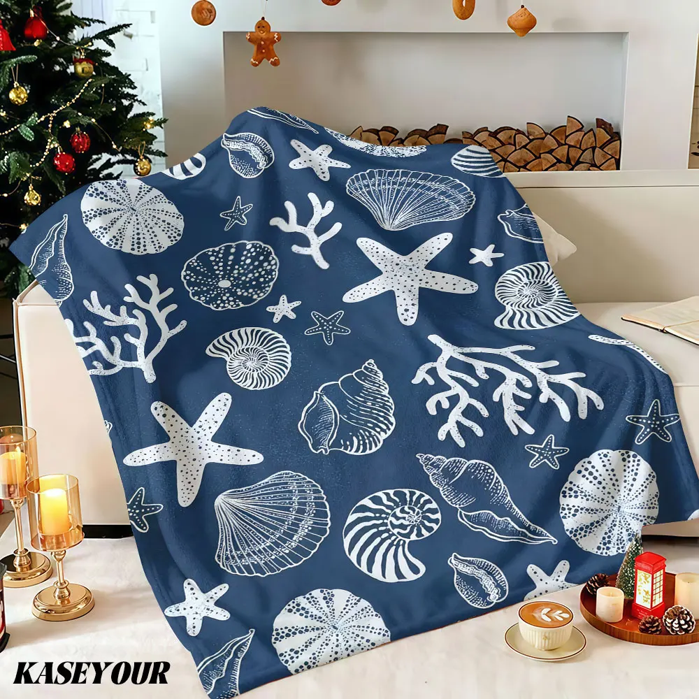 Sea Treasures Winter Summer Flannel Blanket Throw Fleece Soft Fuzzy Plush Cozy Fleece Blankets for Sofa Ideal Gifts