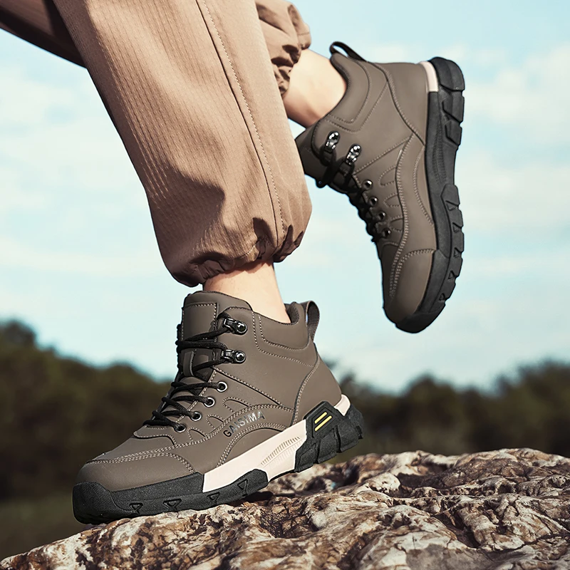 Botas de trabajo al aire libre para hombre, botas de senderismo con plataforma antideslizante, cómodas zapatillas de senderismo para acampar, zapatos de caza, otoño e invierno