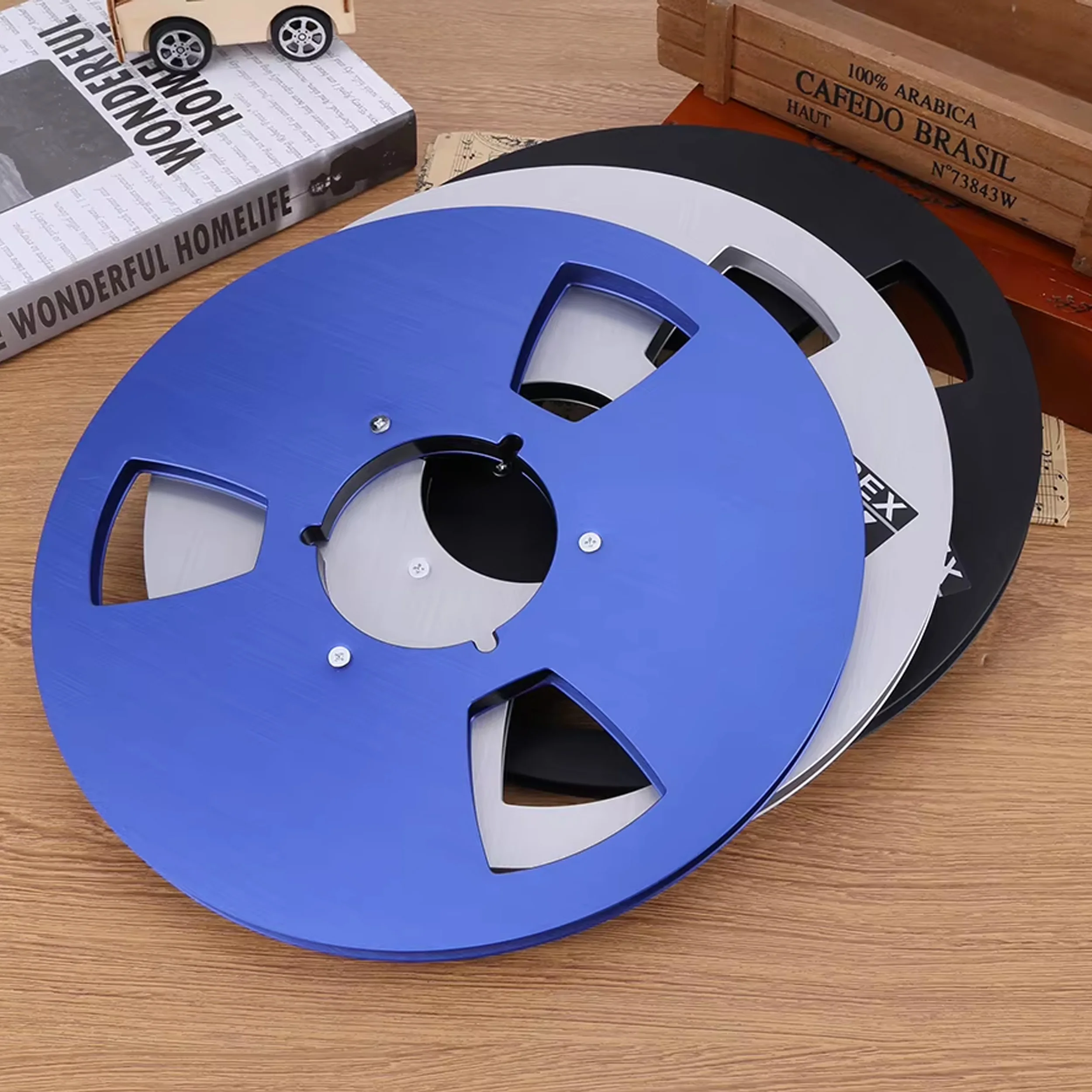 1/4 10,5 Zoll leere Aufwickelrolle 3-Loch-Aluminiumlegierung Universal-Öffnungsmaschinenteil Sound Tape Aufwickelrolle für Pioneer, 3 Farben – Detail 8