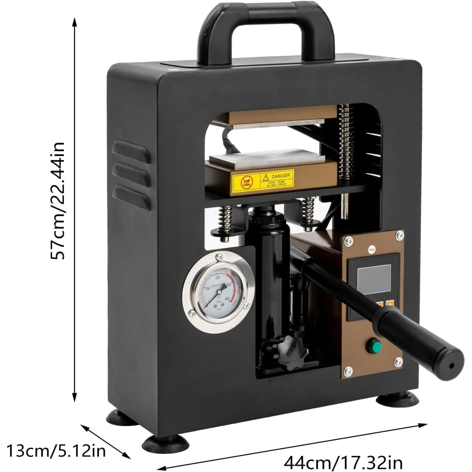 آلة الضغط الحراري الهيدروليكية BYMAOCAR 10 طن - آلة ضغط الزيت اليدوية المحمولة بقدرة 900 وات مع التحكم في درجة الحرارة/الوقت LCD (110 فولت)