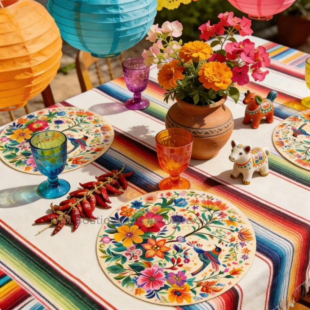

4 шт., весенние салфетки с цветочным принтом и птицей, моющиеся многоразовые коврики для стола для кухни, весенние вечерние украшения для семейных встреч