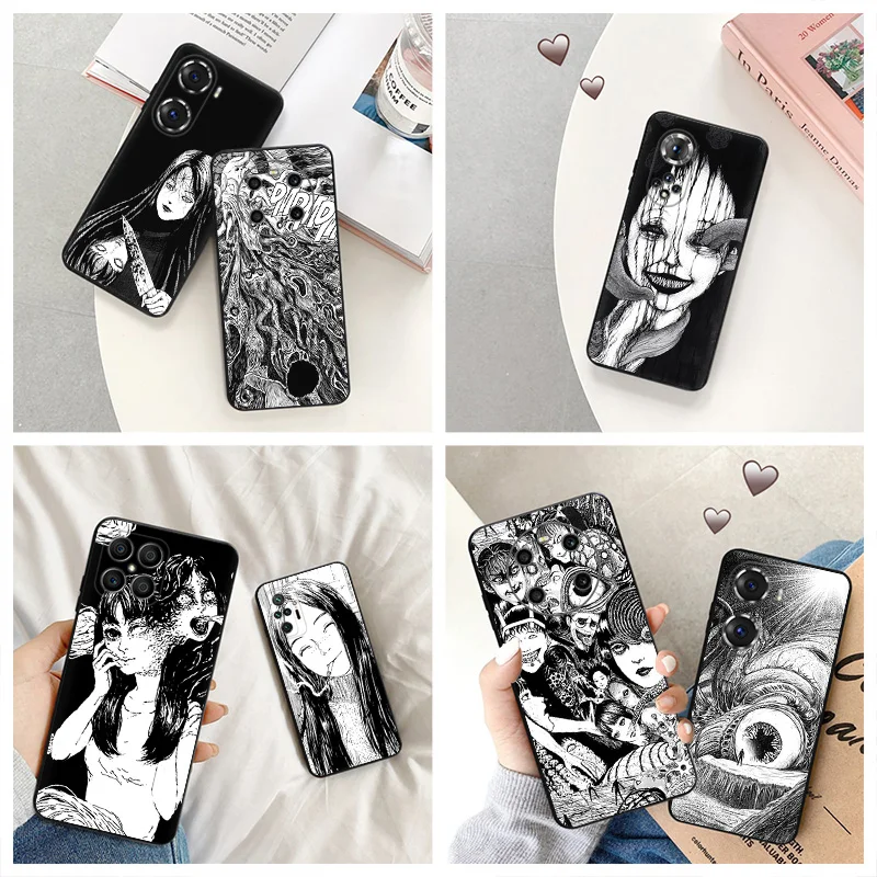 Silicone Black Phone Case for Honor x8b Magic5 x9 x7 b x6 x8 a 90 70 8x Junji Ito Tomie Tees Manga Pixel 6a 7a 8a 7 8 Pro Cover