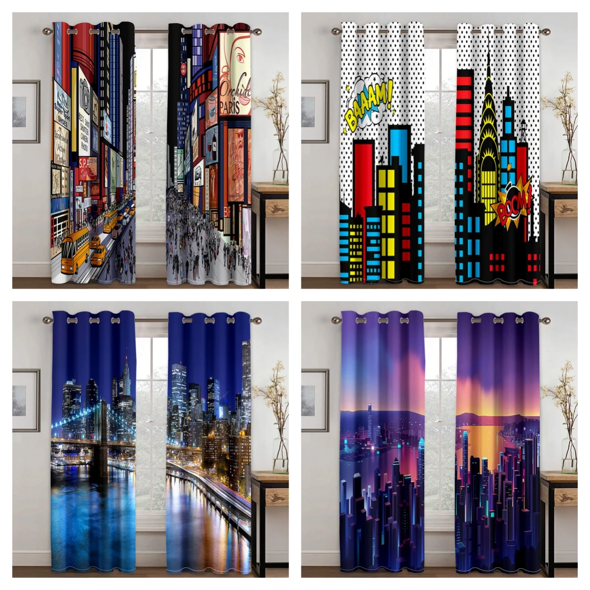 

Beautiful City Night Scene Review Sky Girl Window Curtains Drapes for Kids Bedroom Living Room Kitchen Door Home Decor 2Pieces