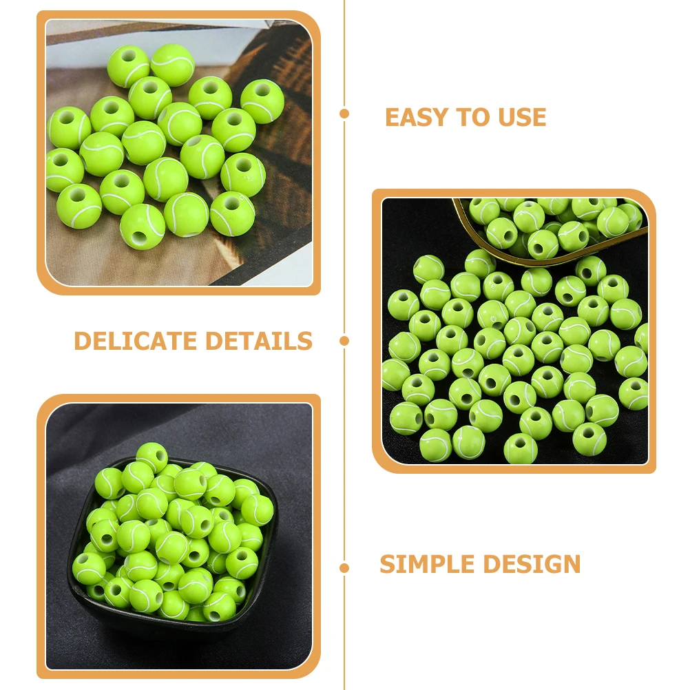 

300pcs Tennis Beads for Jewelry Making Necklace Bracelets Keychains DIY Crafts Charms Small Sports Ball Bead Kit Spacer