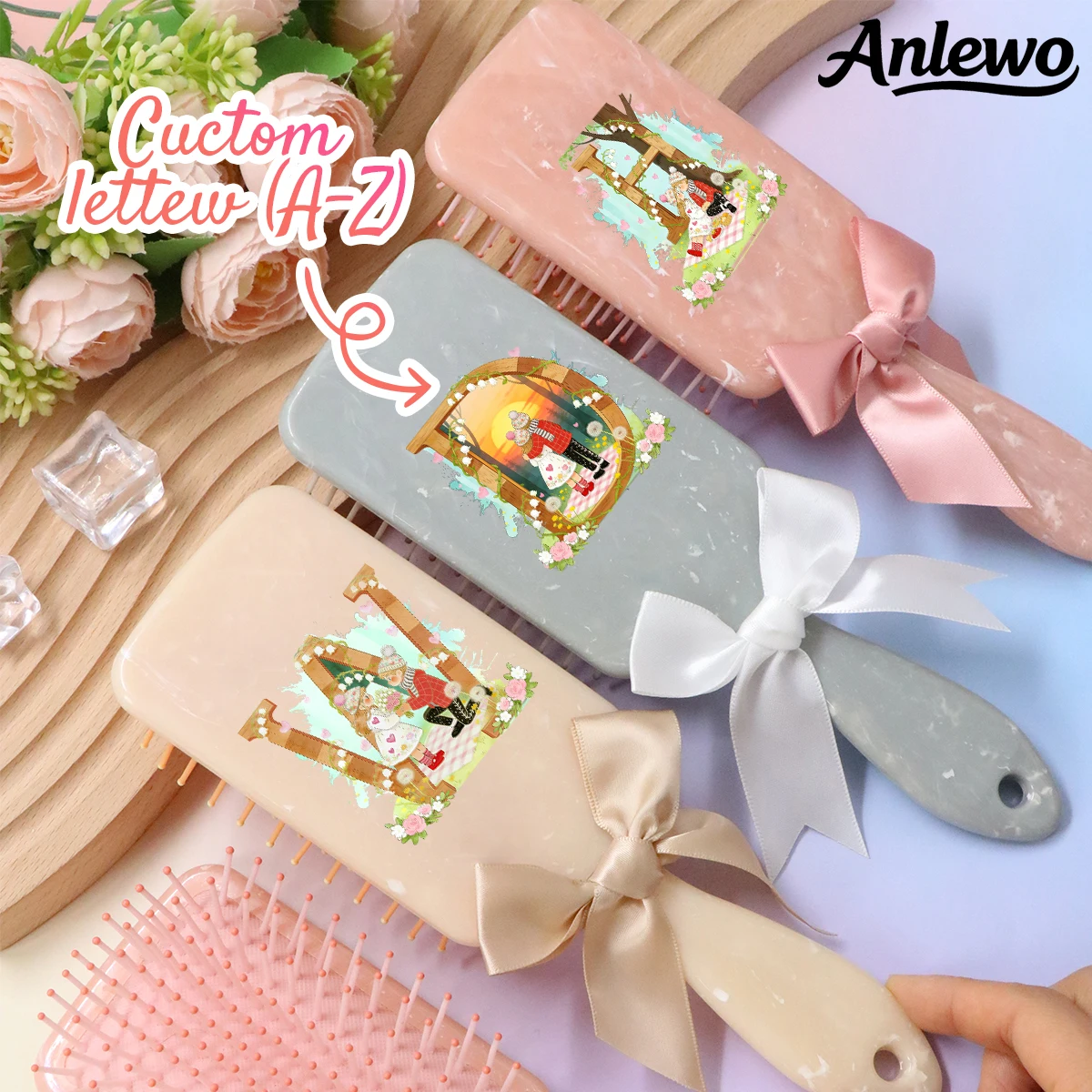 Anpassbarer Airbag-Kamm, personalisiertes Haarbürstengeschenk mit großen Buchstaben, individuelles Geschenk für Frauen, individuelles Kunsthandwerk, Heimleben