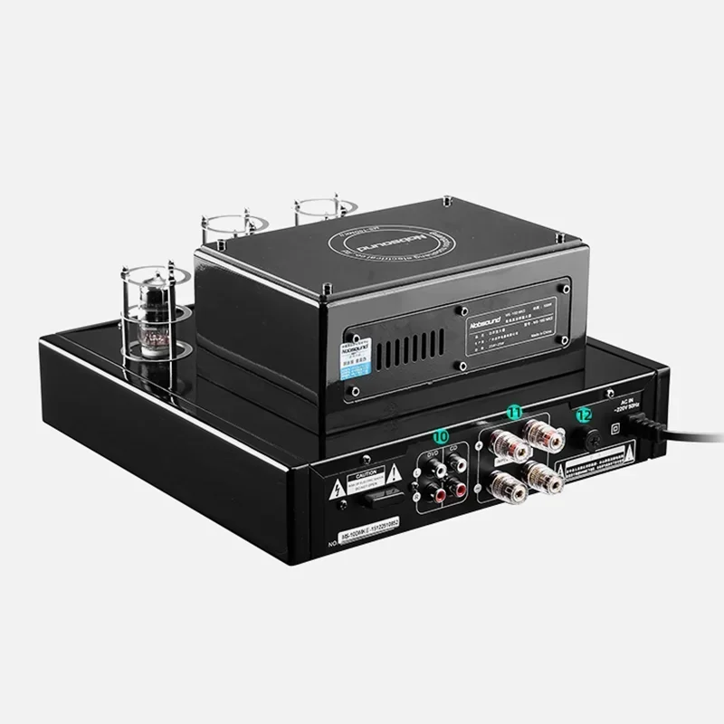 HIFI Tube Power Amplifier Wireless Bluetooth 2.1 Channel Audiophile Amplifier 6P1*2 6N1*2 Tube USB Lossless Playback VU Meter