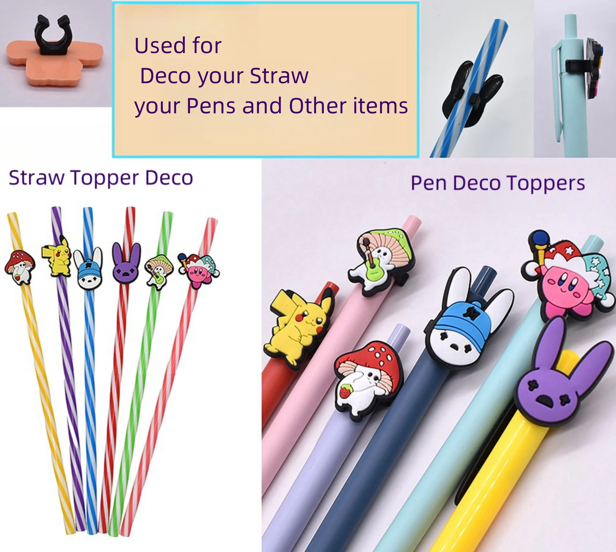 Straw Topper Pen Topper Decorations 6-8 mm straw charms topper for tumbers  20PCS