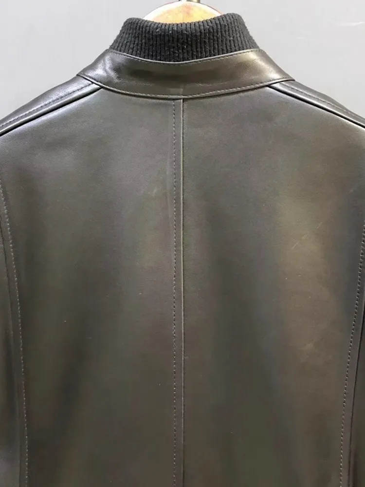 Punk Stijl Vrouwen Korte Schapenvacht Lederen Jas Rits Zakken Stand Kraag Herfst Motorfiets Winddichte Jas Streetwear