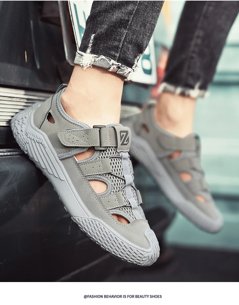 Große Sandalen für Herren, neues Sommermodell, trendig, vielseitig einsetzbar, lässige Sportsandalen, bequeme Sandalen mit weicher Sohle und hohlem Design für den Strand. – Detail 14