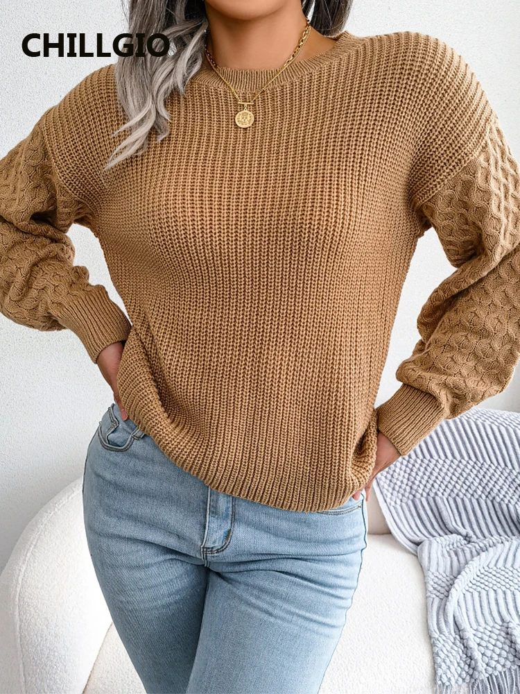 Chillgio feminino pullovers de malha casual outono sólido manga longa malha topos coreano streetwear inverno quente o pescoço knitting suéteres