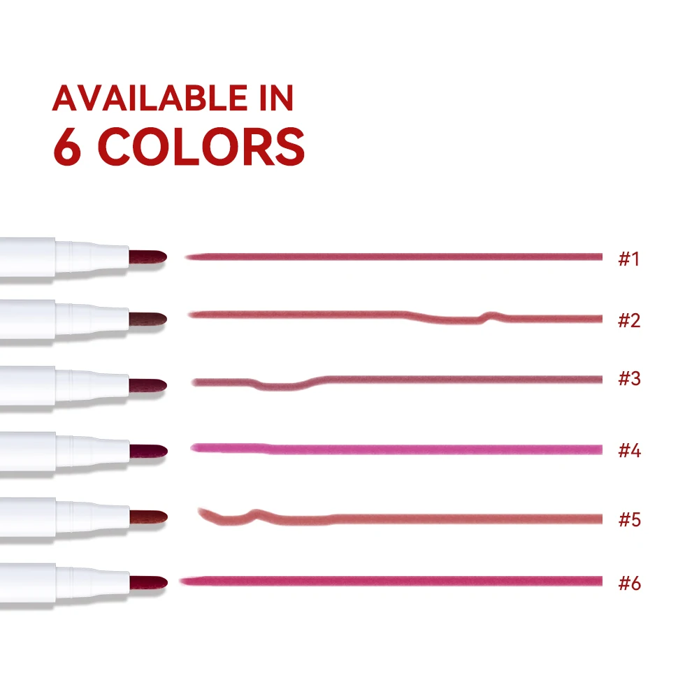 Matita per labbra a 6 colori matita per labbra liquida matita per labbra impermeabile rimpolpante tinta per labbra naturale opaca marrone nudo penna per trucco di bellezza a lunga durata