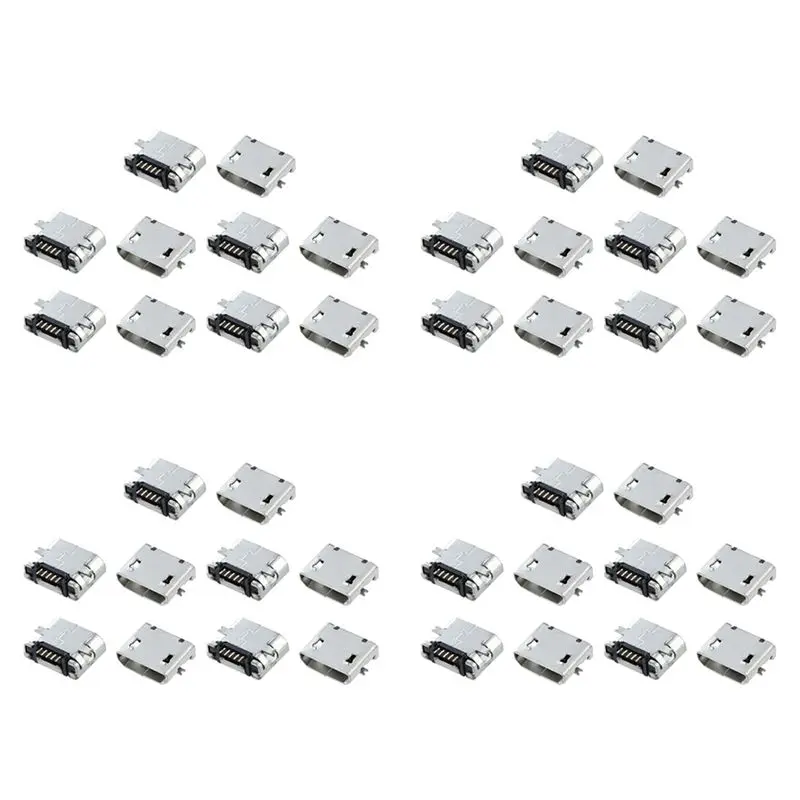 

40 Pcs Spare Parts Type B Micro-USB Female Jack Connector Port Socket