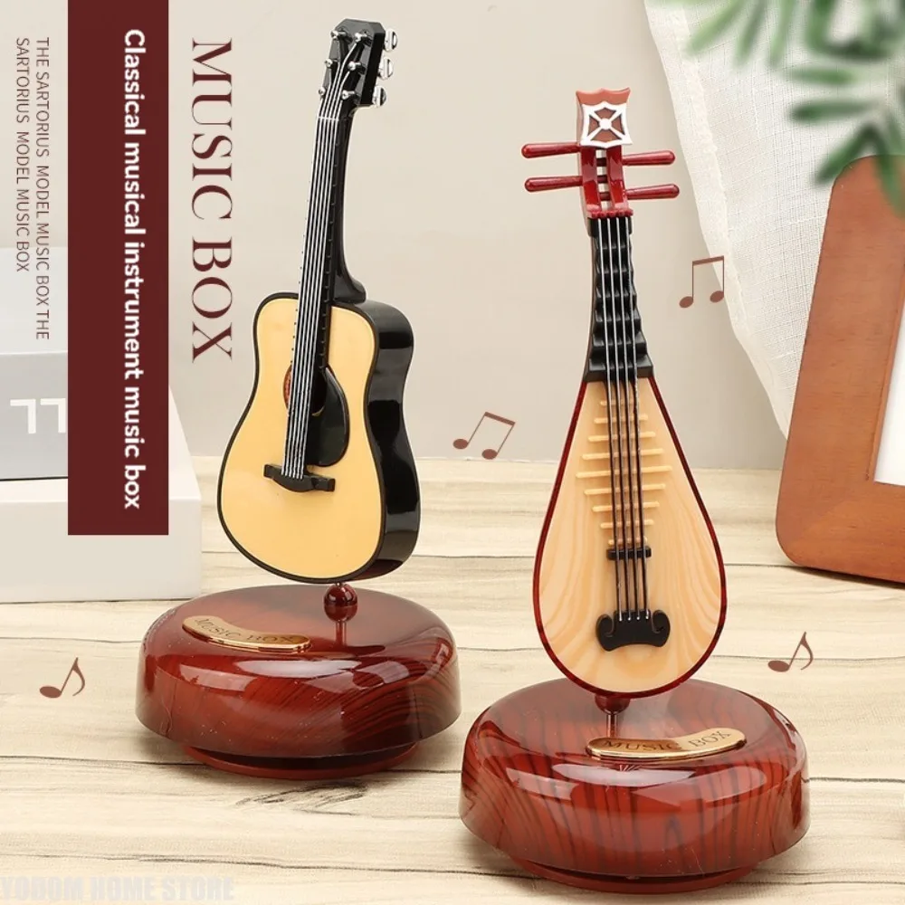 Nordic Style Instrument Music Box Figurines Violin Model Miniature Guitar Saxophone Music Box Gifts Home Decor Crafts Figurines