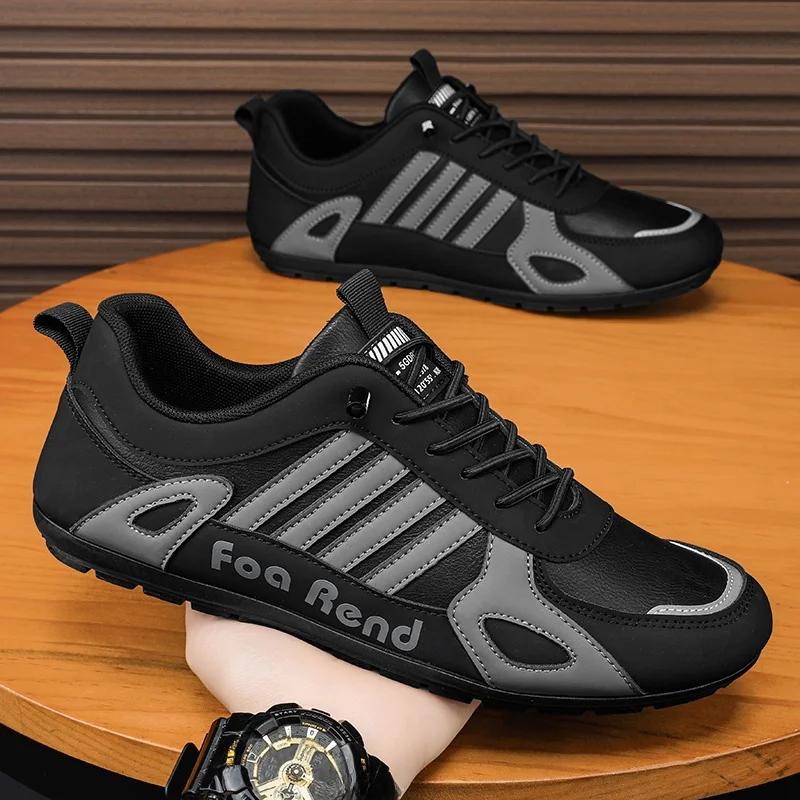 

Men's Casual Leather Surface Running Shoes Summer Anti-Slip Waterproof Work Kitchen Shoes Fashionable Labor Protection Black